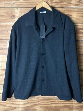 Men's Dark Charcoal Button-Front Shirt Jacket